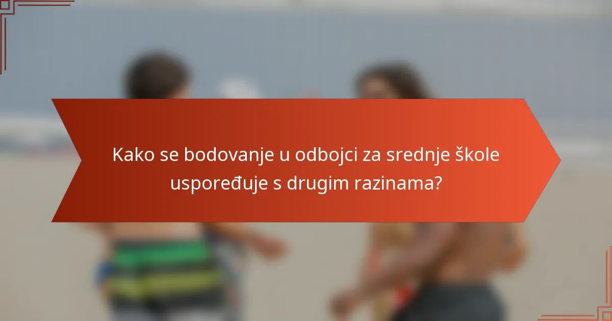 Kako se bodovanje u odbojci za srednje škole uspoređuje s drugim razinama?